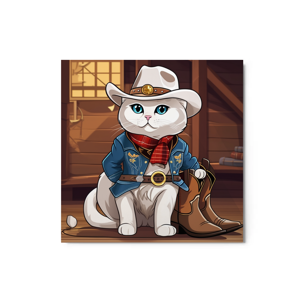 PugMug Custom White Scottish Fold Cat Metal Print