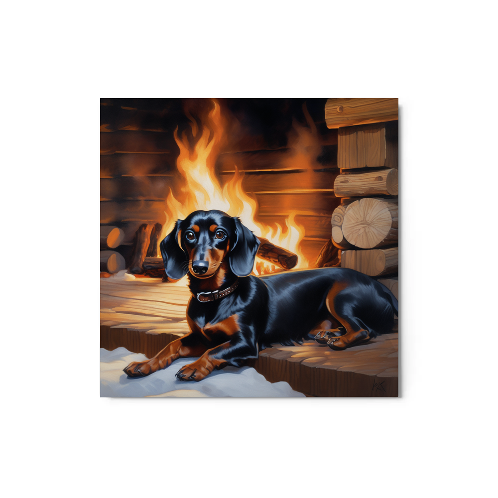 PugMug Custom Black Dachshund Metal Print