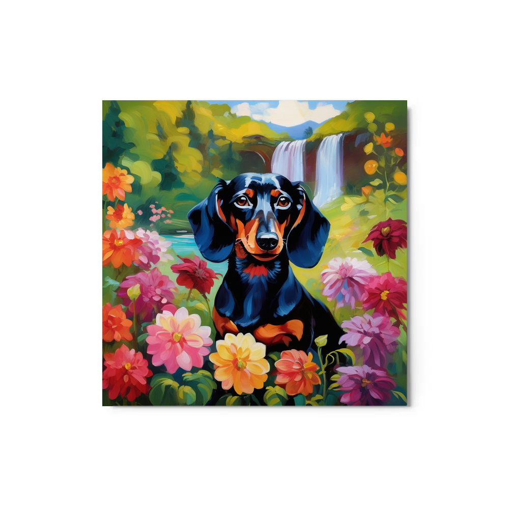 PugMug Custom Black Dachshund Metal Print