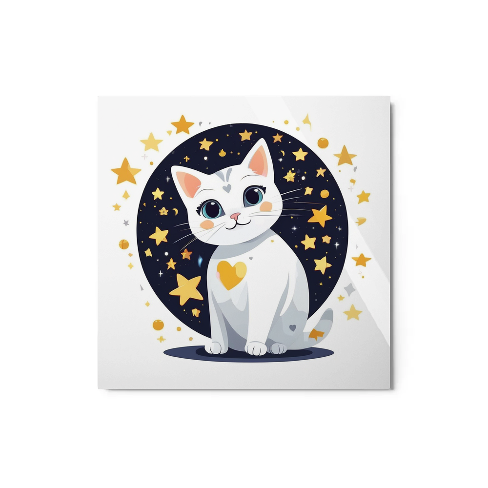 PugMug Custom White Companion Cat Metal Print