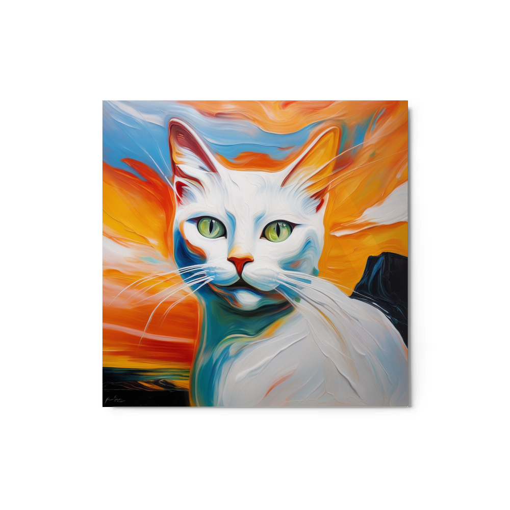 PugMug Custom White Companion Cat Metal Print