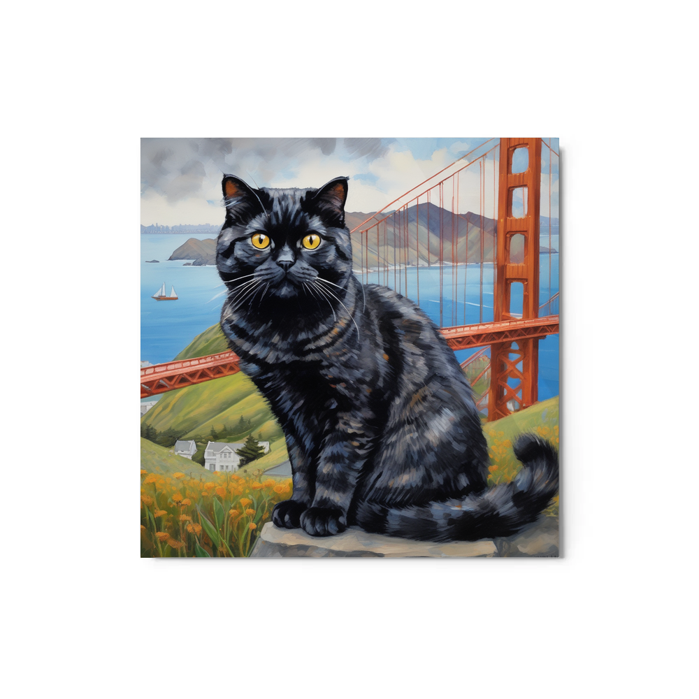 PugMug Custom Black Scottish Fold Cat Metal Print