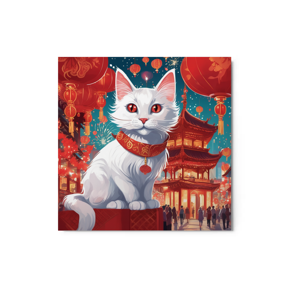 PugMug Custom White Companion Cat Metal Print