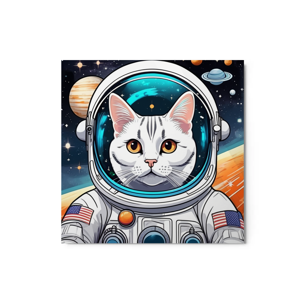 PugMug Custom White American Shorthair Cat Metal Print