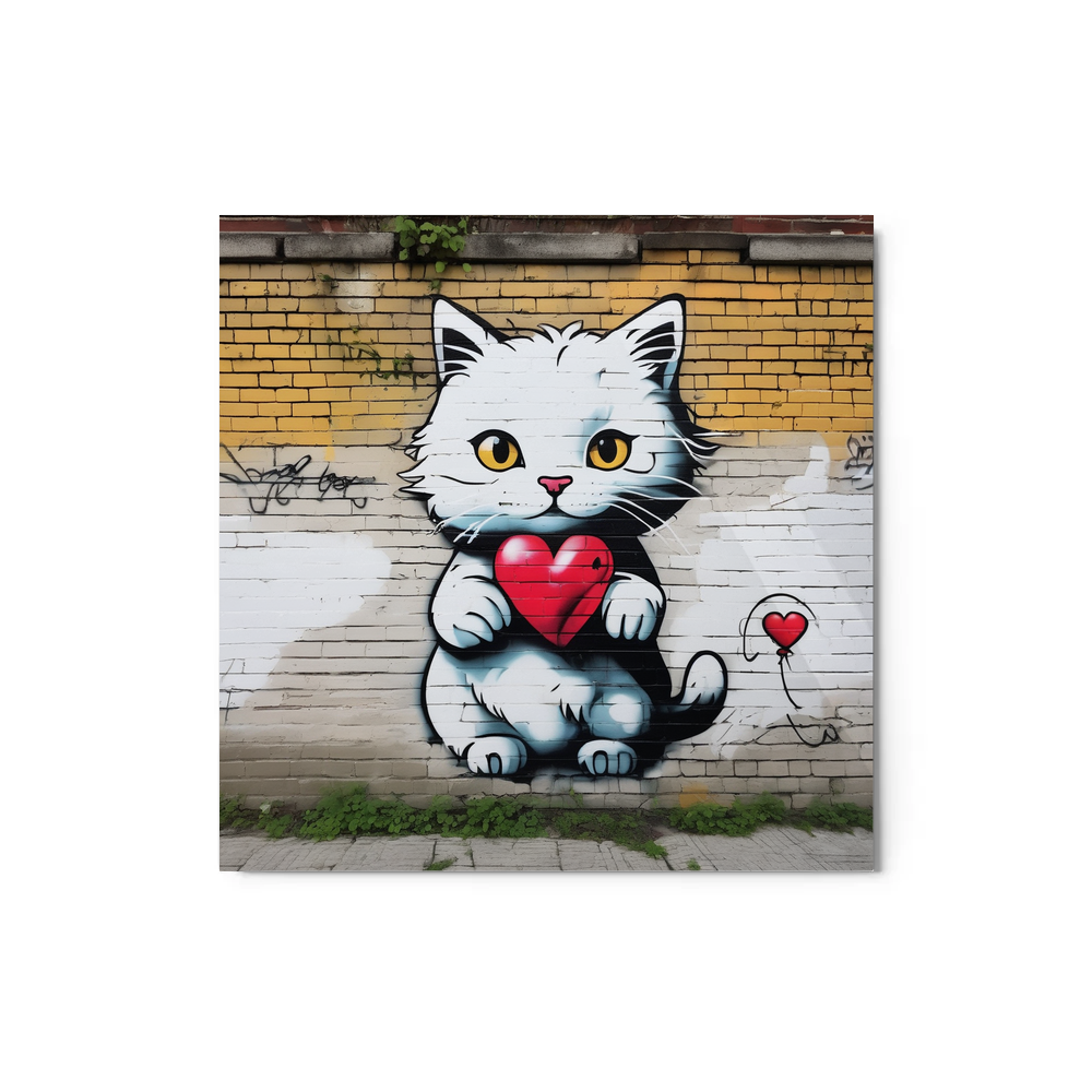 PugMug Custom White Companion Cat Metal Print