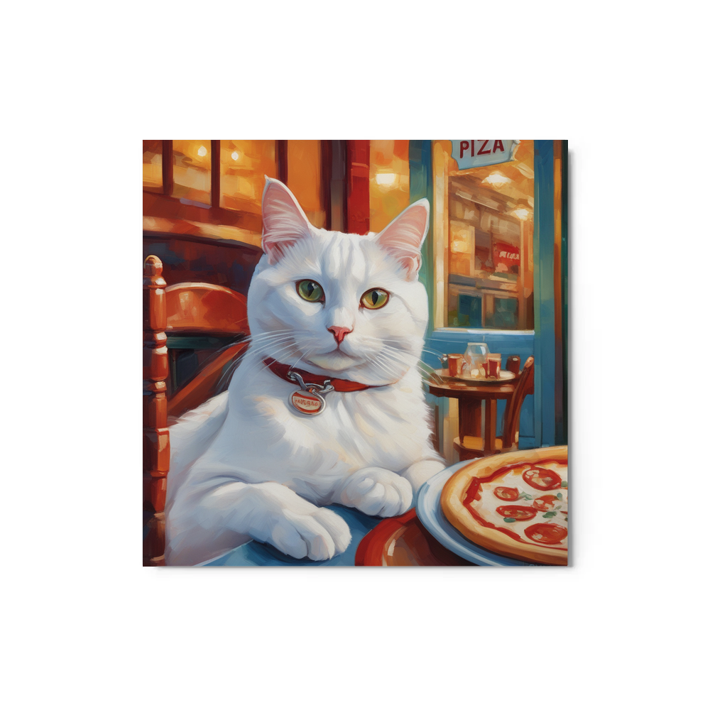 PugMug Custom White Companion Cat Metal Print