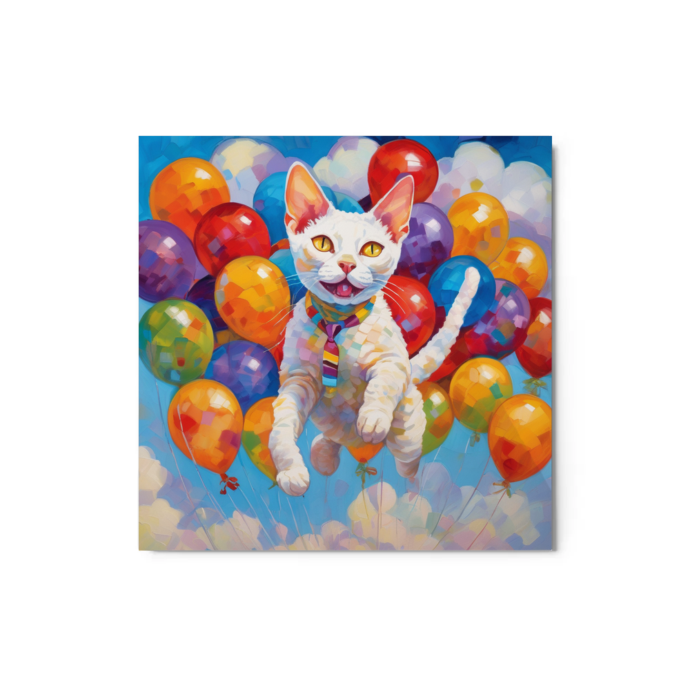 PugMug Custom White Devon Rex Cat Metal Print
