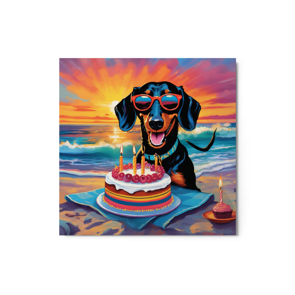 PugMug Custom Black Dachshund Metal Print