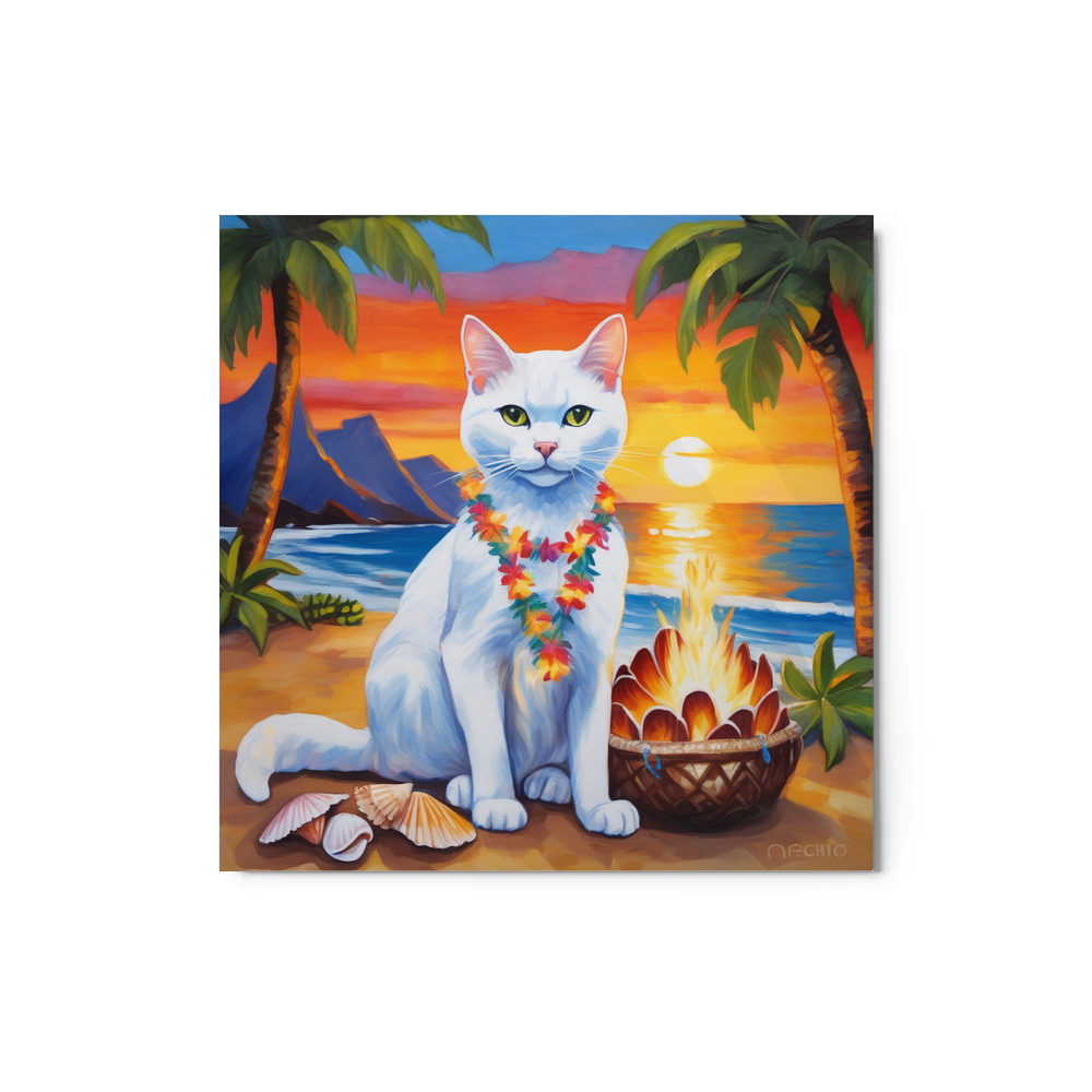 PugMug Custom White Companion Cat Metal Print