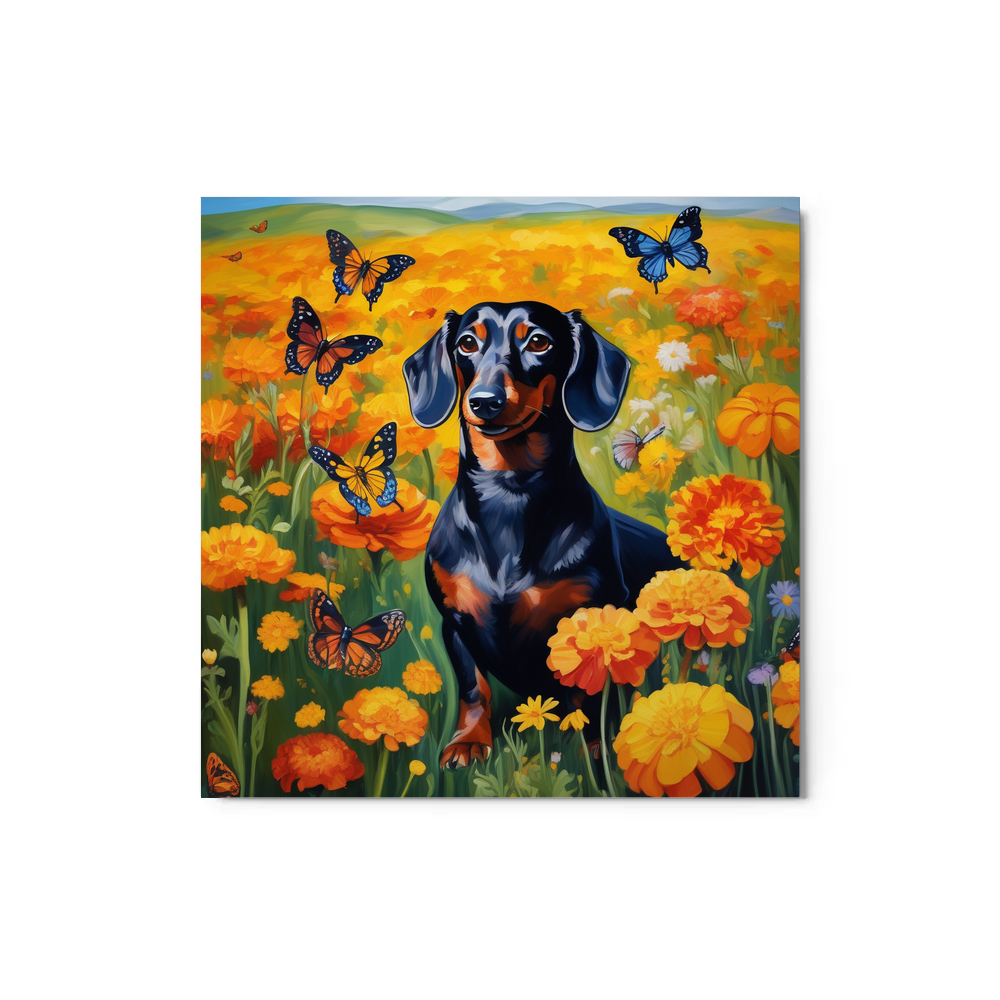 PugMug Custom Black Dachshund Metal Print