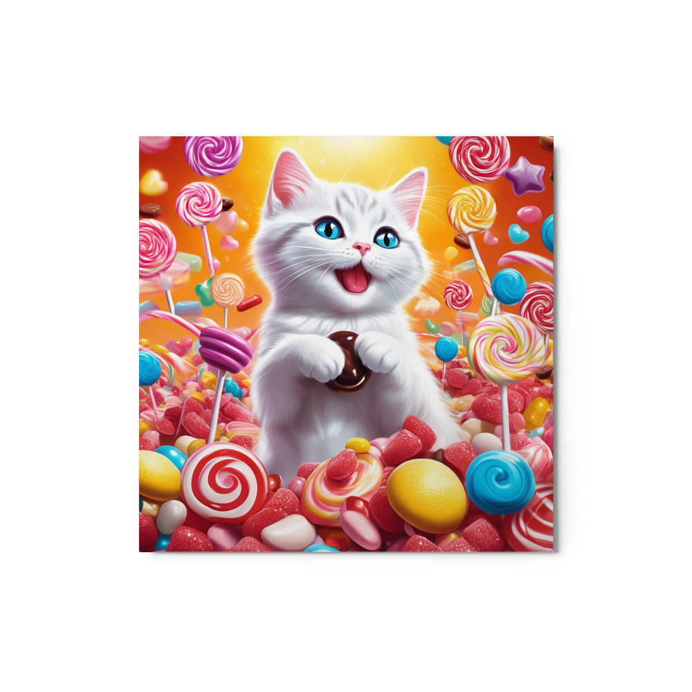 PugMug Custom White Companion Cat Metal Print