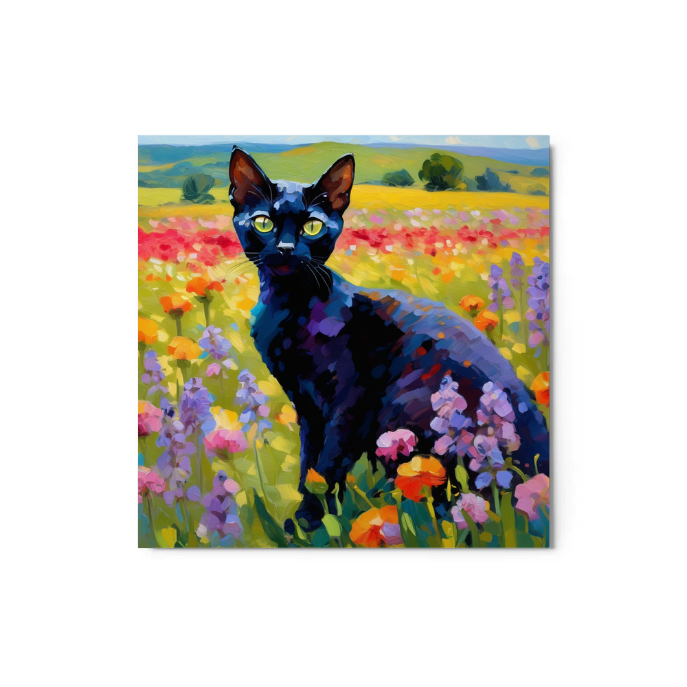 PugMug Custom Black Devon Rex Cat Metal Print