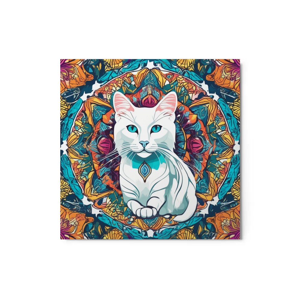 PugMug Custom White Companion Cat Metal Print