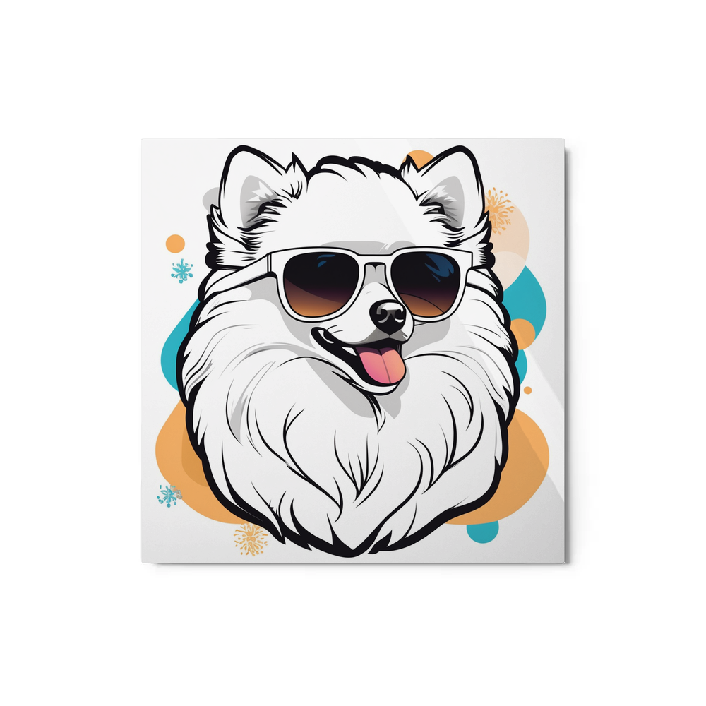 PugMug Custom White Pomeranian Metal Print