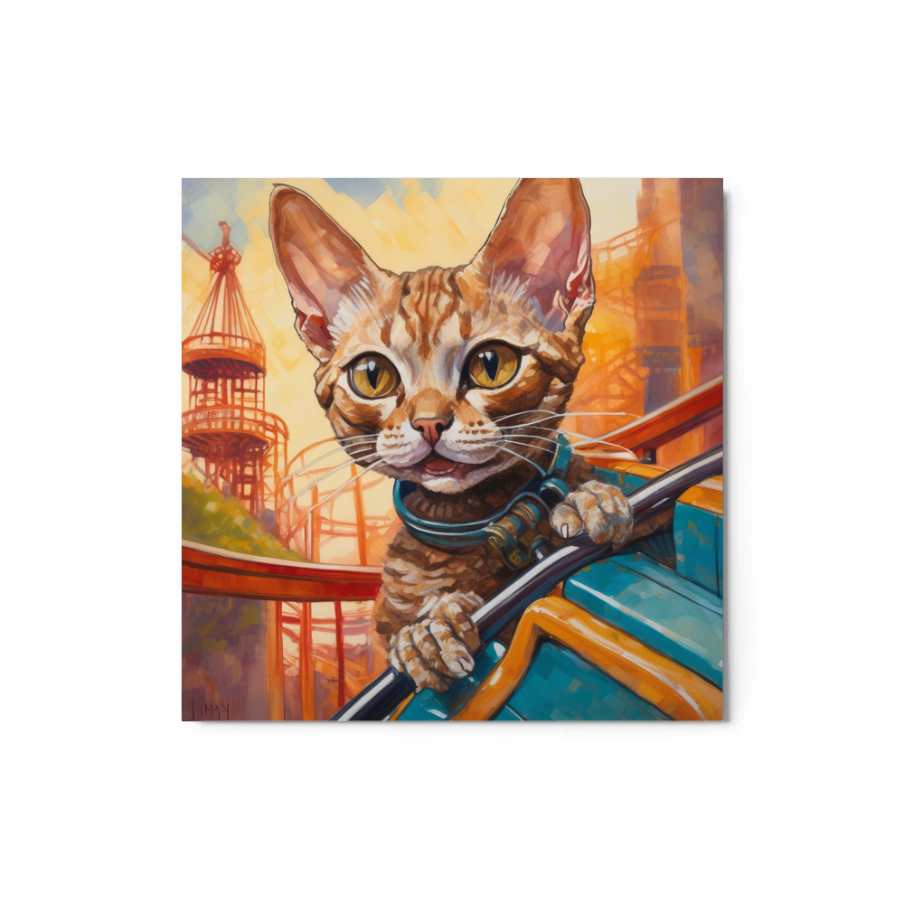 PugMug Custom Tabby Devon Rex Cat Metal Print