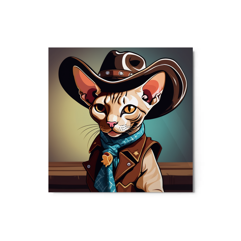 PugMug Custom Tabby Sphynx Cat Metal Print