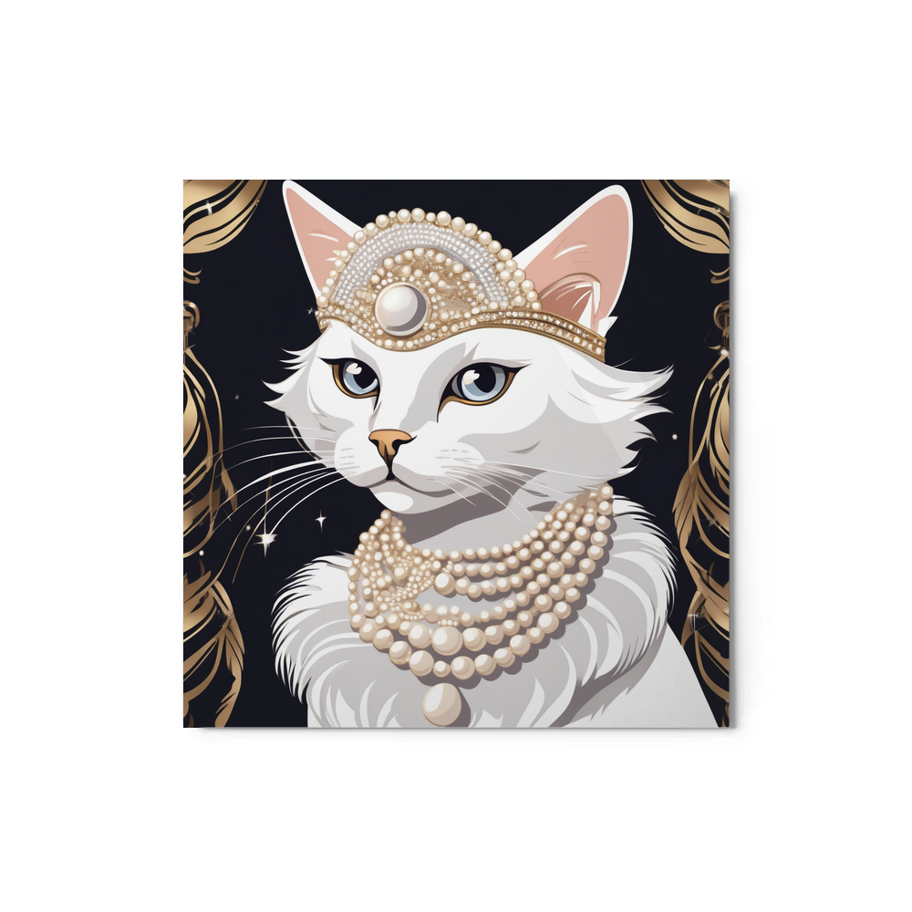 PugMug Custom White Companion Cat Metal Print