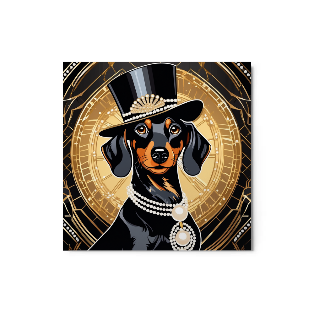 PugMug Custom Black Dachshund Metal Print