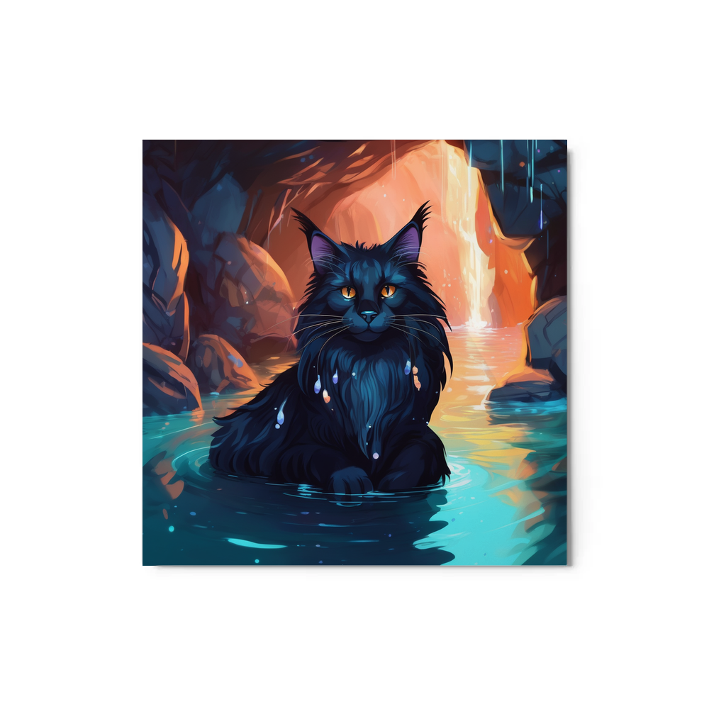 PugMug Custom Black Maine Coon Cat Metal Print