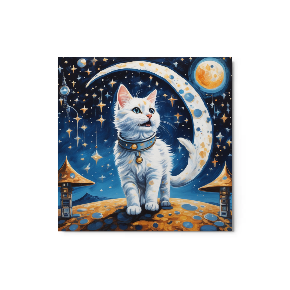 PugMug Custom White Companion Cat Metal Print