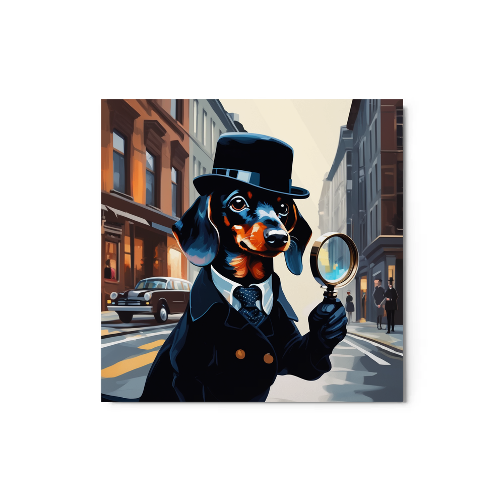 PugMug Custom Black Dachshund Metal Print