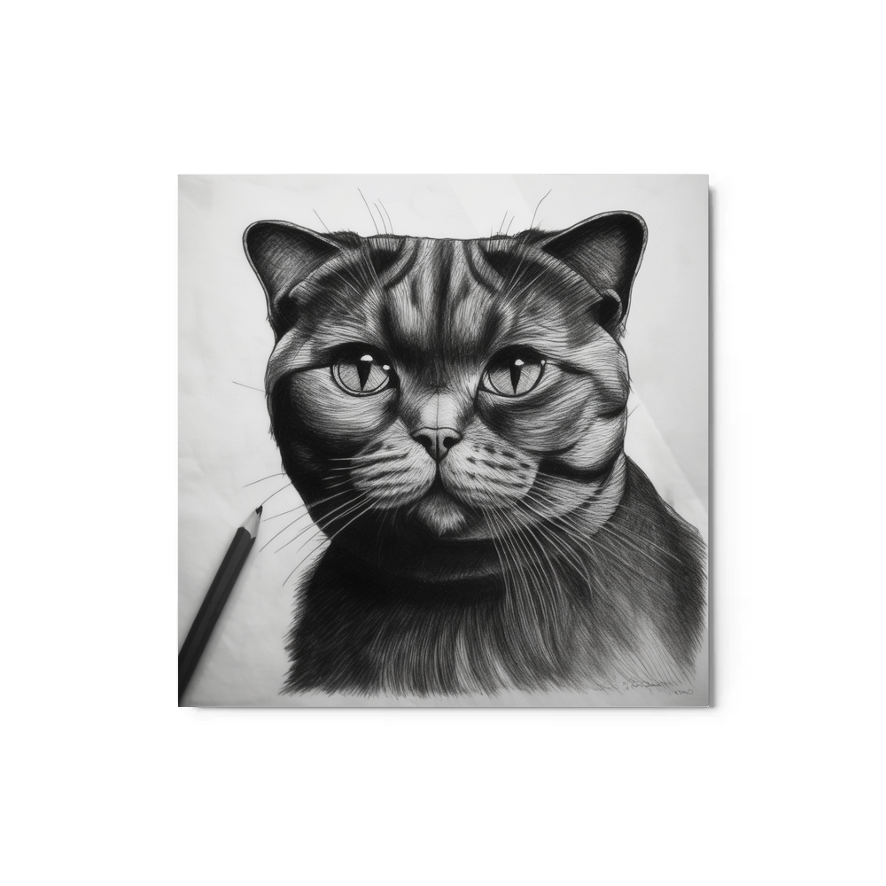 PugMug Custom Black Scottish Fold Cat Metal Print