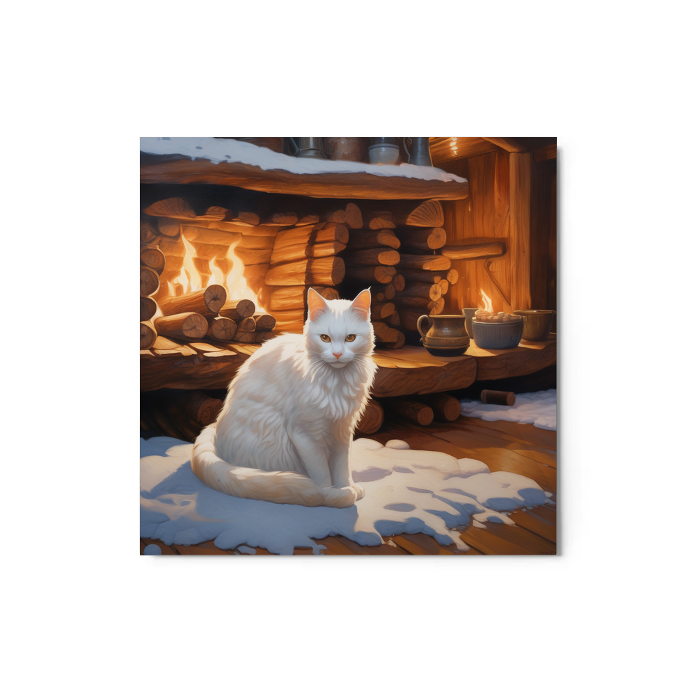 PugMug Custom White Companion Cat Metal Print