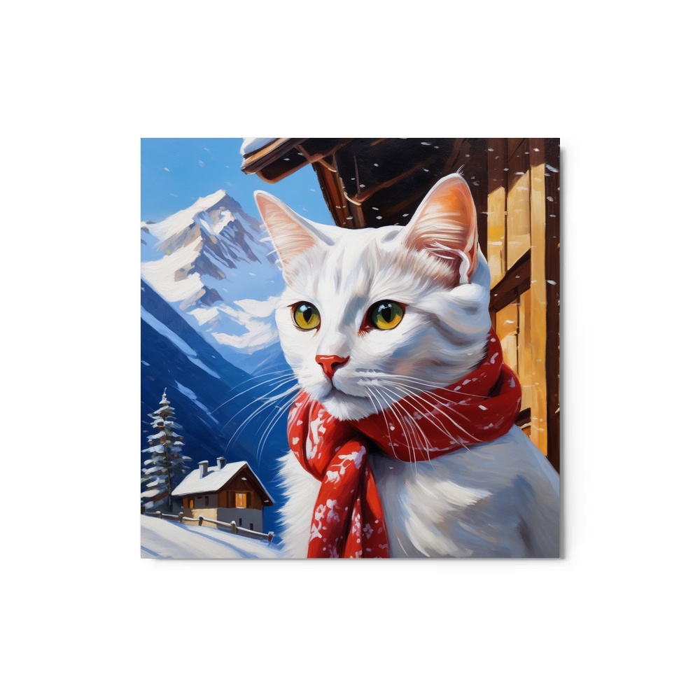 PugMug Custom White Companion Cat Metal Print