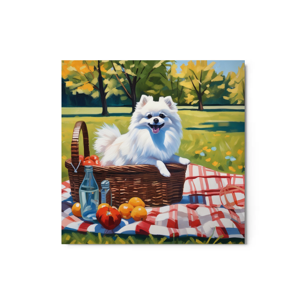 PugMug Custom White Pomeranian Metal Print