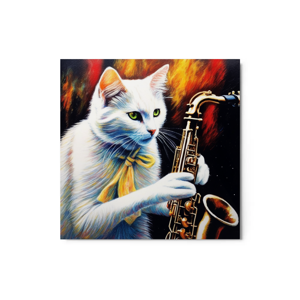 PugMug Custom White Companion Cat Metal Print