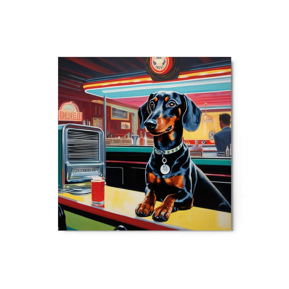 PugMug Custom Black Dachshund Metal Print