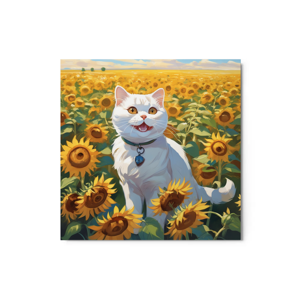 PugMug Custom White Scottish Fold Cat Metal Print