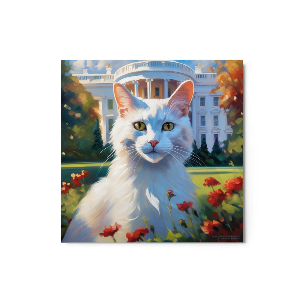 PugMug Custom White Companion Cat Metal Print