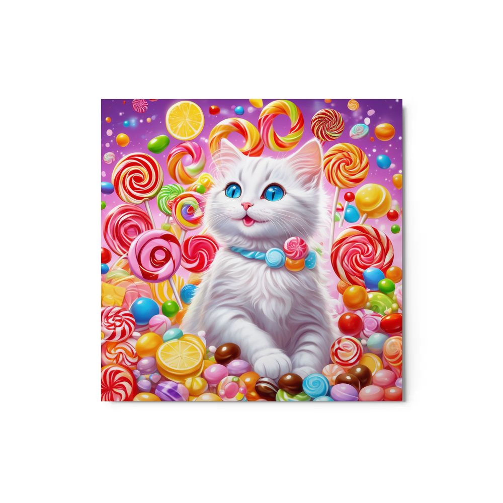 PugMug Custom White Companion Cat Metal Print