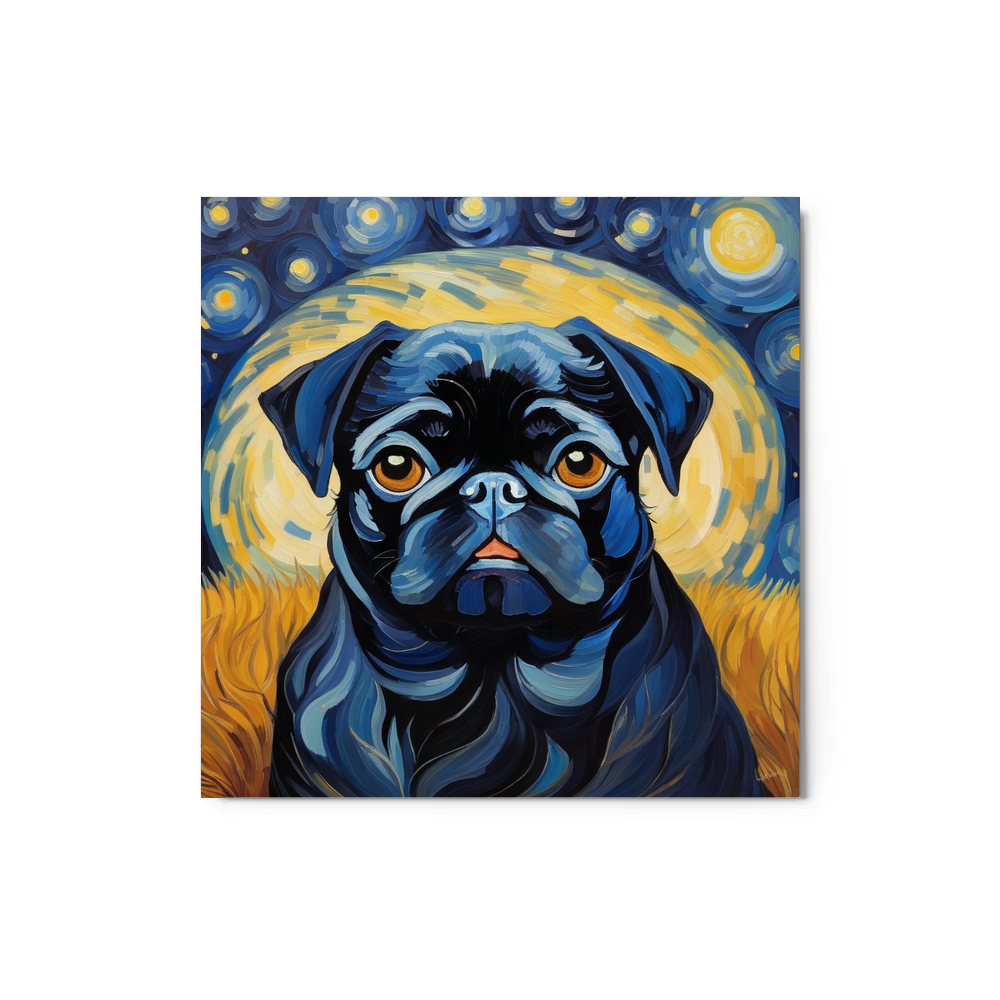 PugMug Custom Black Pug Metal Print