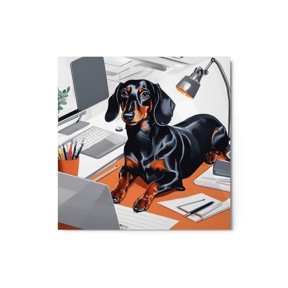 PugMug Custom Black Dachshund Metal Print