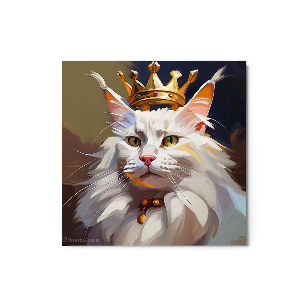 PugMug Custom White Maine Coon Cat Metal Print