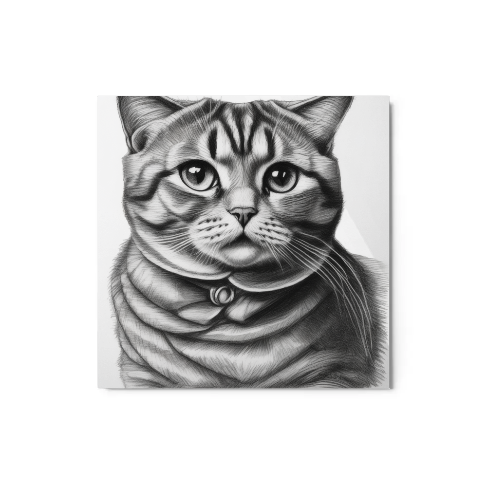 PugMug Custom Tabby Scottish Fold Cat Metal Print