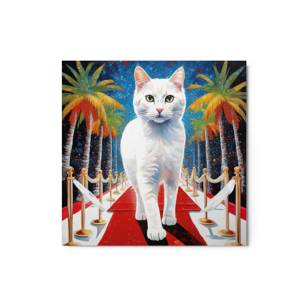 PugMug Custom White Companion Cat Metal Print