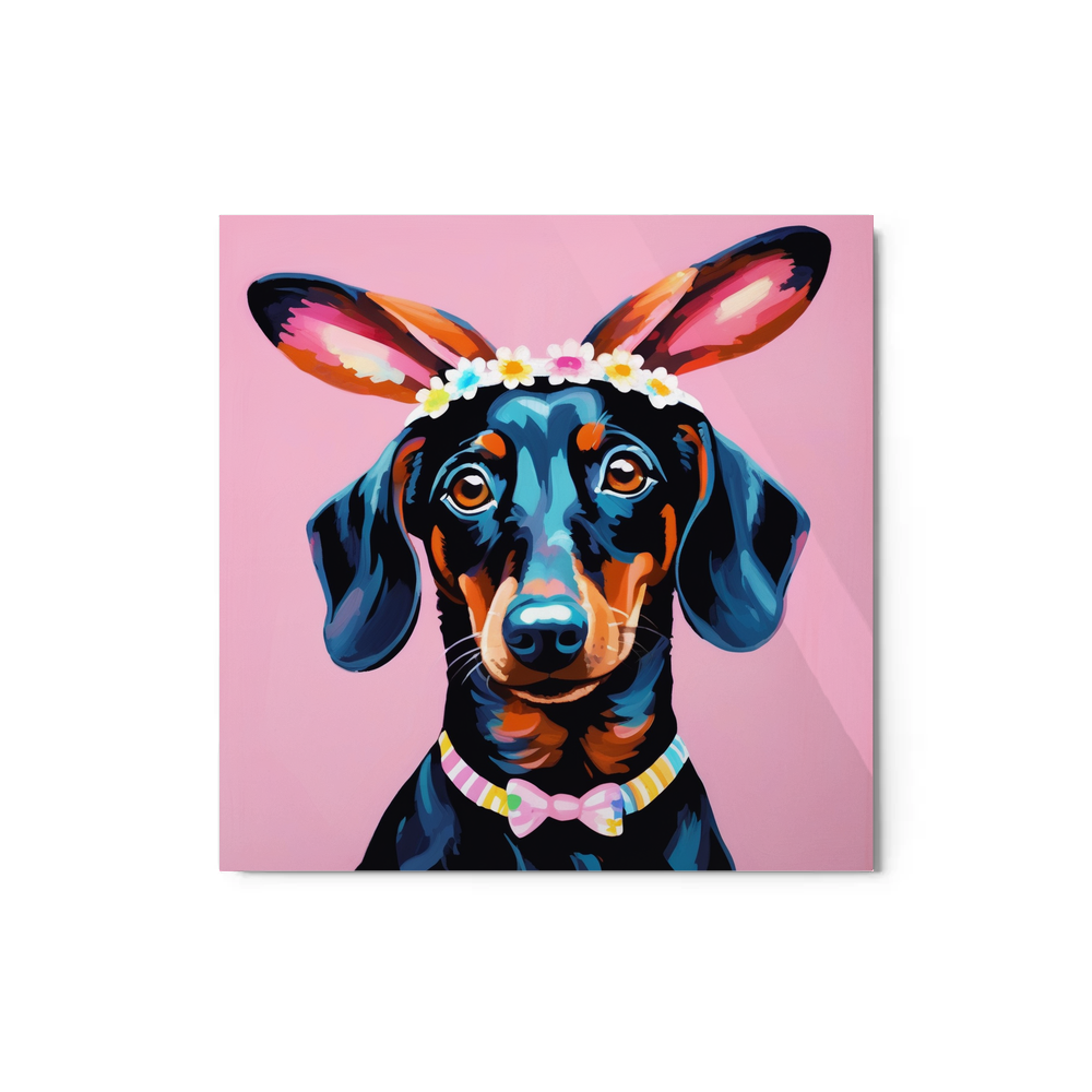 PugMug Custom Black Dachshund Metal Print