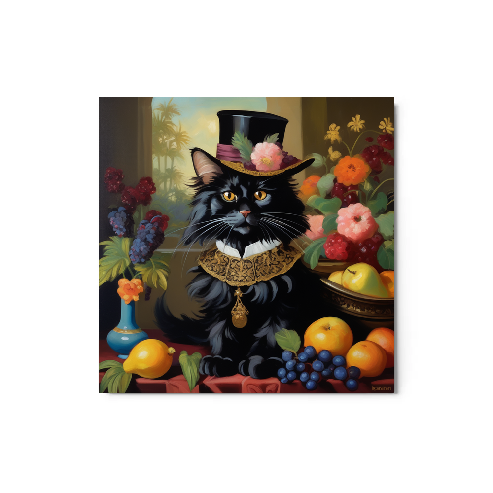 PugMug Custom Black Maine Coon Cat Metal Print