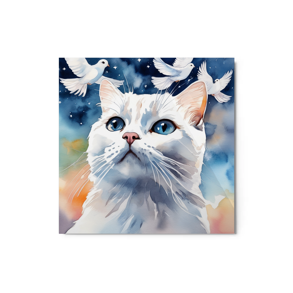 PugMug Custom White Scottish Fold Cat Metal Print
