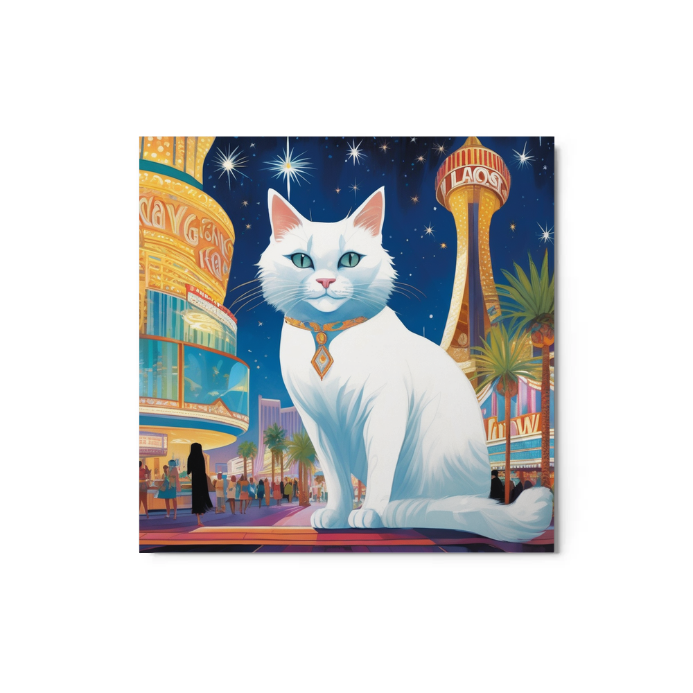 PugMug Custom White Companion Cat Metal Print