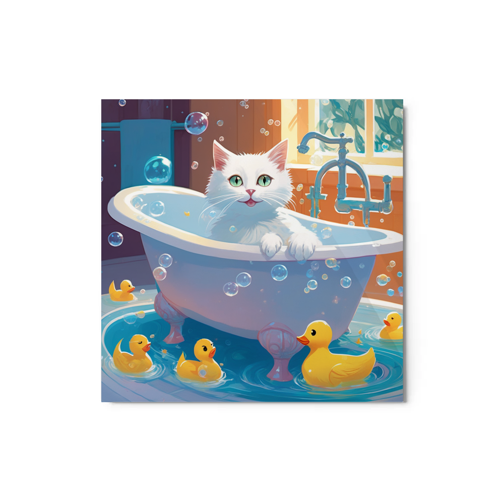 PugMug Custom White Companion Cat Metal Print