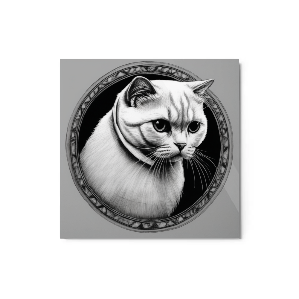 PugMug Custom White Scottish Fold Cat Metal Print
