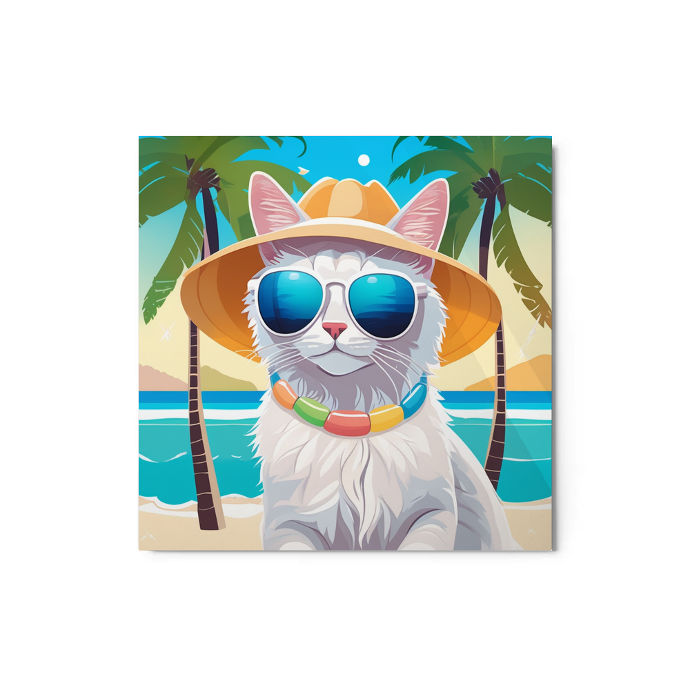 PugMug Custom White Companion Cat Metal Print