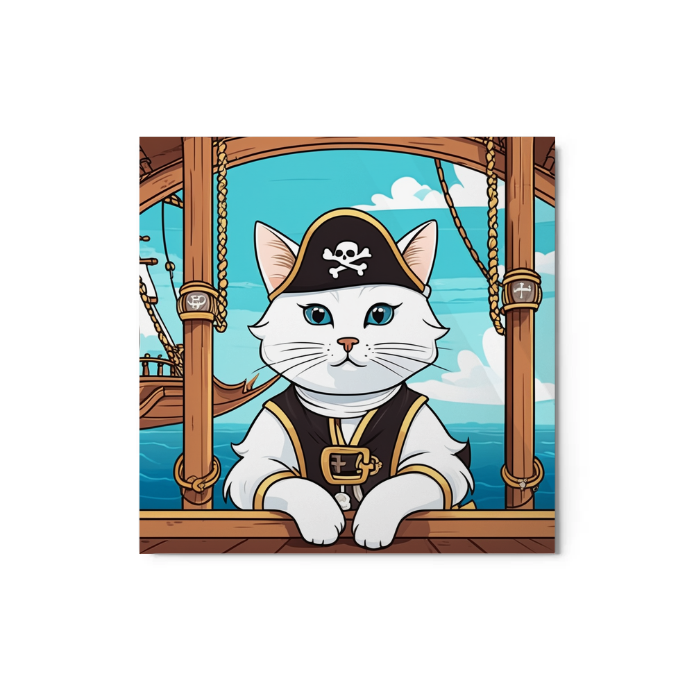 PugMug Custom White Companion Cat Metal Print