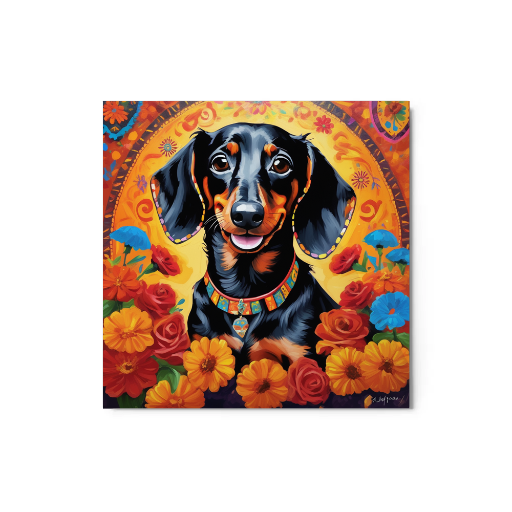 PugMug Custom Black Dachshund Metal Print