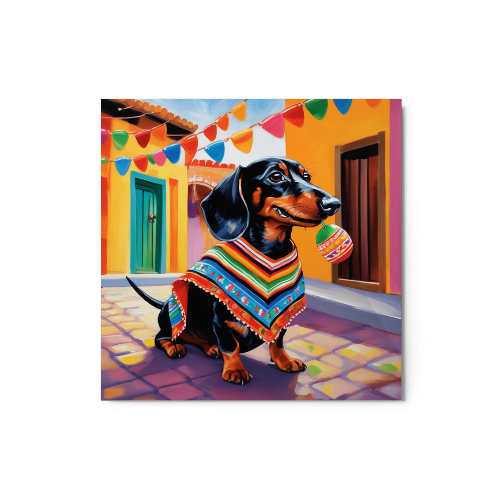 PugMug Custom Black Dachshund Metal Print