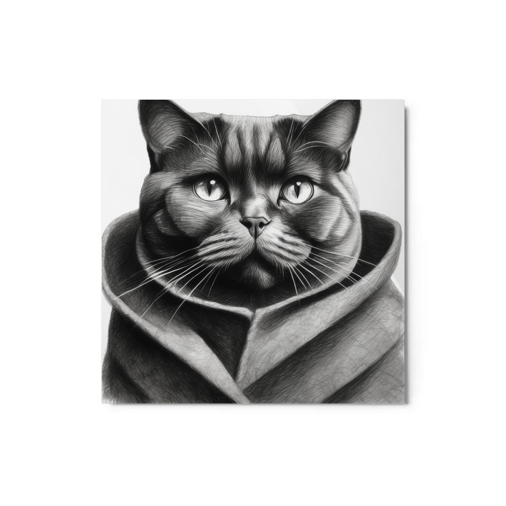 PugMug Custom Black British Shorthair Cat Metal Print